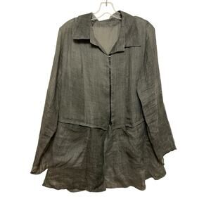 Babette SF Sheer Zip Up Jacket Women Size Small Olive‎ Green Woven Topper Boho